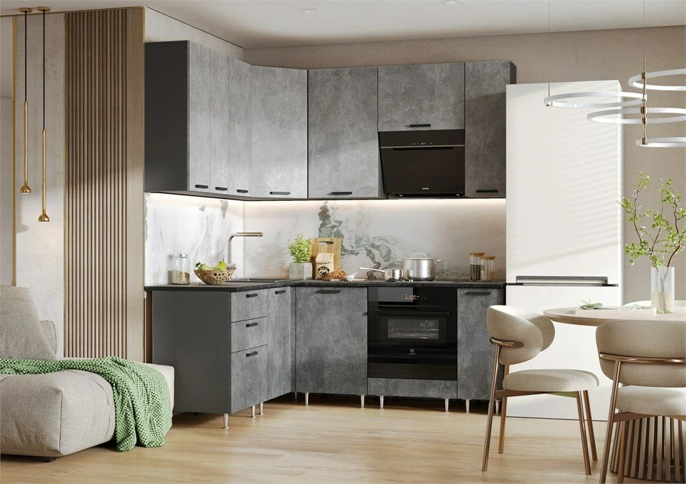 МИФ Кухня Рио NEW угловая 1.6х2.0м Компоновка №2 дуб крафт белый дуб крафт белый